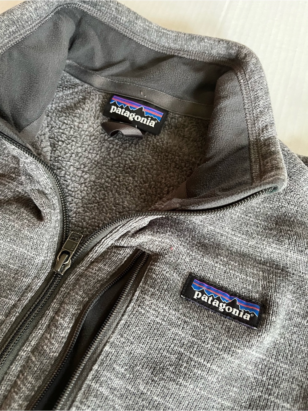 Patagonia Gray Sherpa Fleece Jacket Women Size Small Fall Comfort 1/2 Zip - Picture 1 of 6